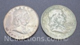 1948-D and 1958-D Benjamin Franklin 90% Silver Half Dollars 25 Grams
