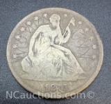 1875 Seated Liberty 90% Silver Half Dollar Coin 12 Grams