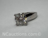 Preveli Sterling Silver Brilliant Round Cut Moissanite Diamond Ring 5 Grams Size 7.5