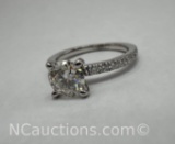 Preveli Sterling Silver Brilliant Round Cut Moissanite Diamond Ring 2 Grams Size 6.5