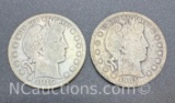 1915-S And 1905-S Barber 90% Silver Half Dollars 23 Grams