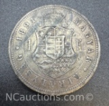 1891 Hungary 1 Forint 90% Silver Coin 12 Grams