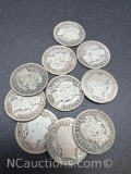 Barber Dimes 90% Silver Coins 23 Grams