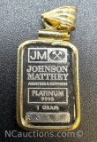 JM 1 Gram Platinum Bullion 14kt Gold Pendant 2 Grams
