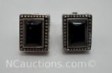 Sterling Silver Black Onyx Clip On Earrings 19 Grams