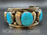 Navajo Horse Turquoise Cuff Bracelet 66 Grams