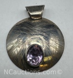 Sterling Silver Purple Amethyst Pendant 16 Grams