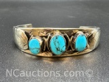 Navajo Leaf Turquoise Cuff Bracelet 23 Grams