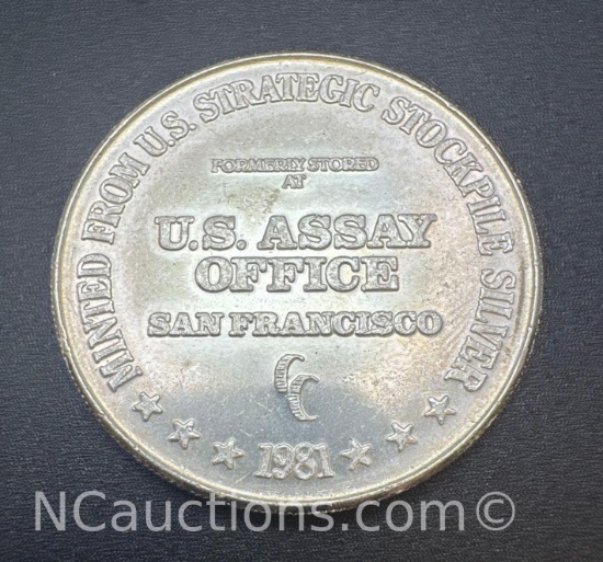 1981 US Assay 1 Troy Oz .999 Fine Silver Bullion Coin