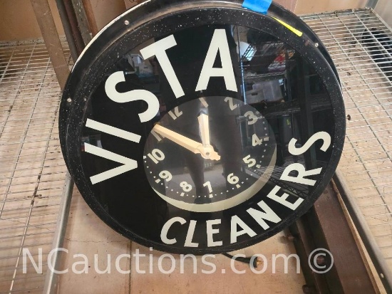 Large Vista Cleaners Clock Sign