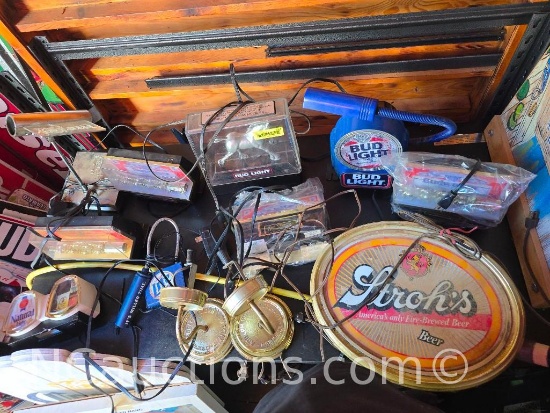 Various Mini Bar Signs Strohs Bud Light Budweiser Natural Light etc.