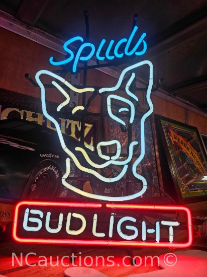 Spuds Bud Light Neon Bar Sign Container