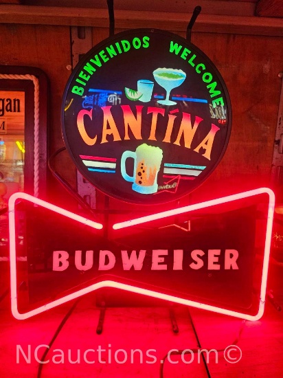 1992 Budweiser Cantina Neon Bar Light Sign Container