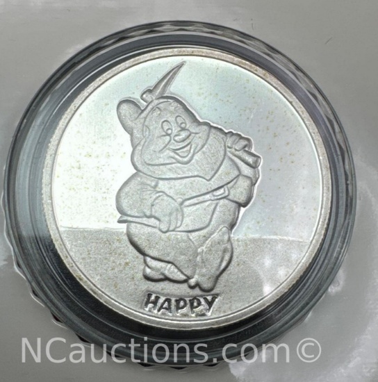 Disney 1/2 Troy Oz .999 Fine Silver Happy Bullion Coin