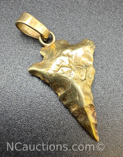 14k Gold Arrowhead Pendant 4.3 Grams