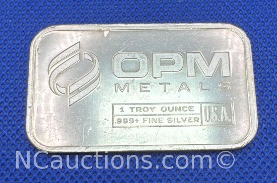 OPM Metals 1 Troy Oz .999 Fine Silver Bullion Bar