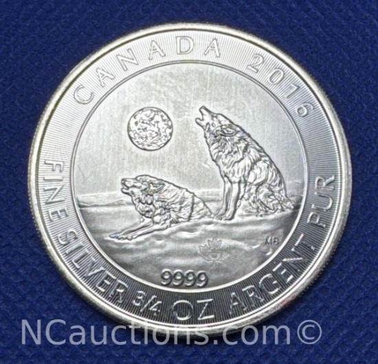 2015 Canadian Wolf 3/4 Troy Oz .9999 Fine Silver Bullion Coin