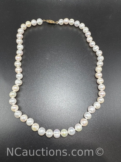 Fresh Water Pearl Gold plated Clasp Necklace 46 Grams