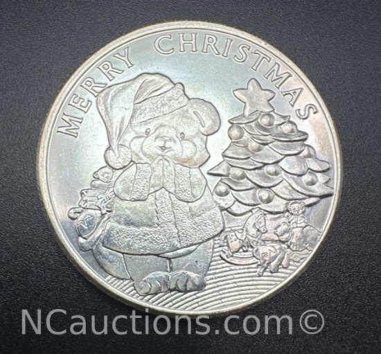 1998 Merry Christmas 1 Troy Oz .999 Fine Silver Peace On Earth Bullion Coin