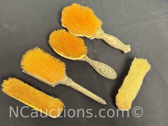 5 Vintage Sterling Silver Brushes, some may be weighted 637g total