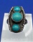 Navajo Sterling Silver Turquoise Braided Ring 3 Grams Size 6