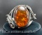 Sterling Silver Amber Flower Leaf Cuff Bracelet 30 Grams