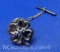 14k White Gold Solitaire Diamond Four Leaf Clover Tie Pin 5 Grams