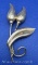 Vintage Sterling Silver Tulip Floral Design Brooch Pin 20 Grams