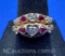 14k Gold Diamond Heart Ruby Engagement Wedding Ring Set 4.4 Grams Size 6