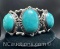 Vintage Navajo Sterling Silver Turquoise Cuff Bracelet 44 Grams