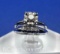14k White Gold Diamond Engagement Wedding Ring set 4.1 Grams Size 6