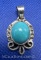Navajo Sterling Silver Turquoise Pendant 6.9 grams