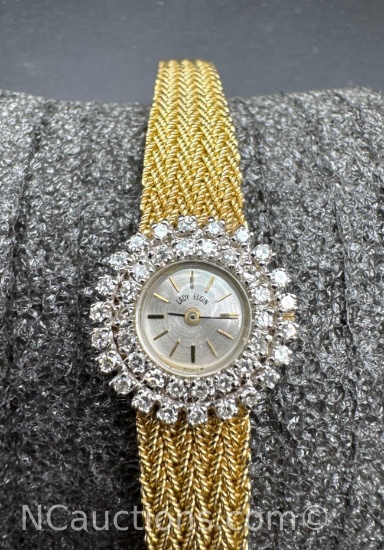 Vintage Lady Elgin 14k Gold Diamond Watch 35 Grams