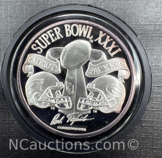 Super Bowl XXXI Limited Edition 1 Troy Oz .999 Fine Silver Commemorative Game Coin With COA