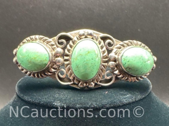 Navajo Sterling Silver Turquoise Cuff Bracelet 41 Grams