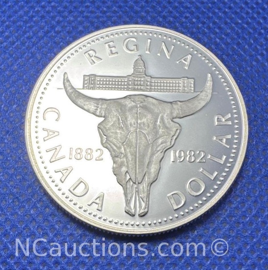 1982 Regina Canada Dollar 80% Silver Coin 23 Grams