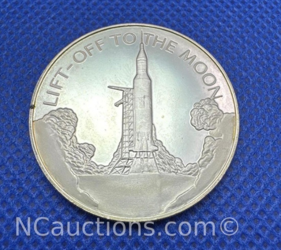 Mans Greatest Adventure Lift Off To The Moon 90% Silver Coin 14 Grams