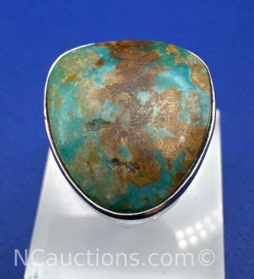 Navajo Sterling Silver Turquoise Ring 11 Grams Size 8