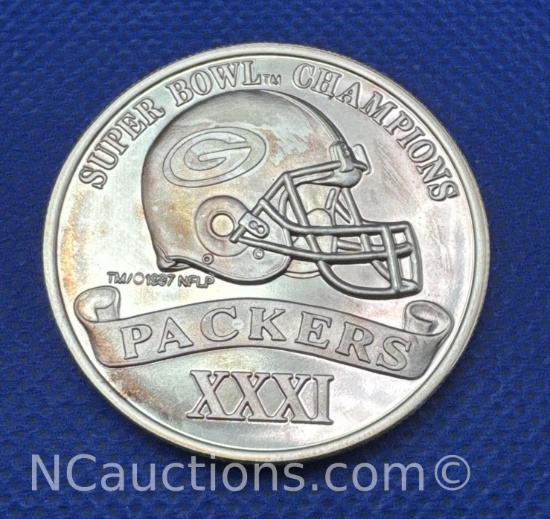 Super Bowl XXXI Limited Edition 1 Troy Oz .999 Fine Silver Packers Bullion Coin With COA