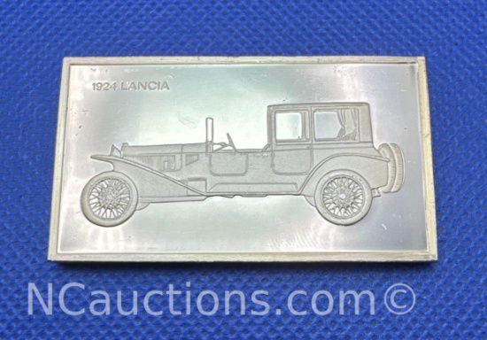 The Franklin Mint 1924 Lancia Sterling Silver Bullion Bar 65 Grams