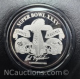 Limited Edition Super Bowl XXXV 1 Troy Oz .999 Fine Silver Commemorative Flip Coin With COA
