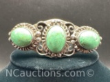 Navajo Sterling Silver Turquoise Cuff Bracelet 41 Grams