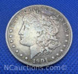1901-O Morgan Silver Dollar 90% Silver Coin 26 Grams Toning