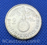 German 2 Reichsmark 90% Silver Coin 8 Grams