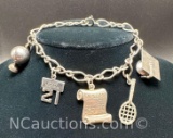 Sterling Silver Charm Pendant Bracelet 20 Grams