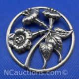 Vintage Danecraft Repusse Trumpet Flower Brooch Pin 19 Grams
