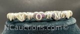 Sterling Silver Mom Heart Link Bracelet 8 Grams