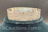 Vintage Mexico Sterling Silver Southwestern Design Link Cuff Bracelet 18 Grams
