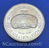1974 World Trade 1 Troy Oz .999 Fine Silver Bullion Coin