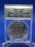 ANACS MS70 2011-S First Release Silver Eagle 1 Troy Oz .999 Fine Silver Coin